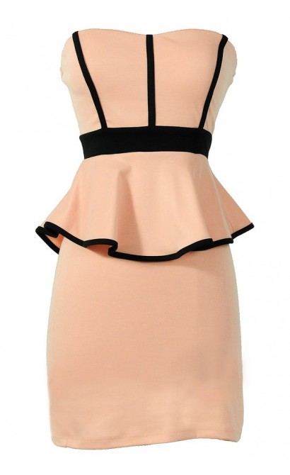 Sophia Peplum Pencil Dress in Pink